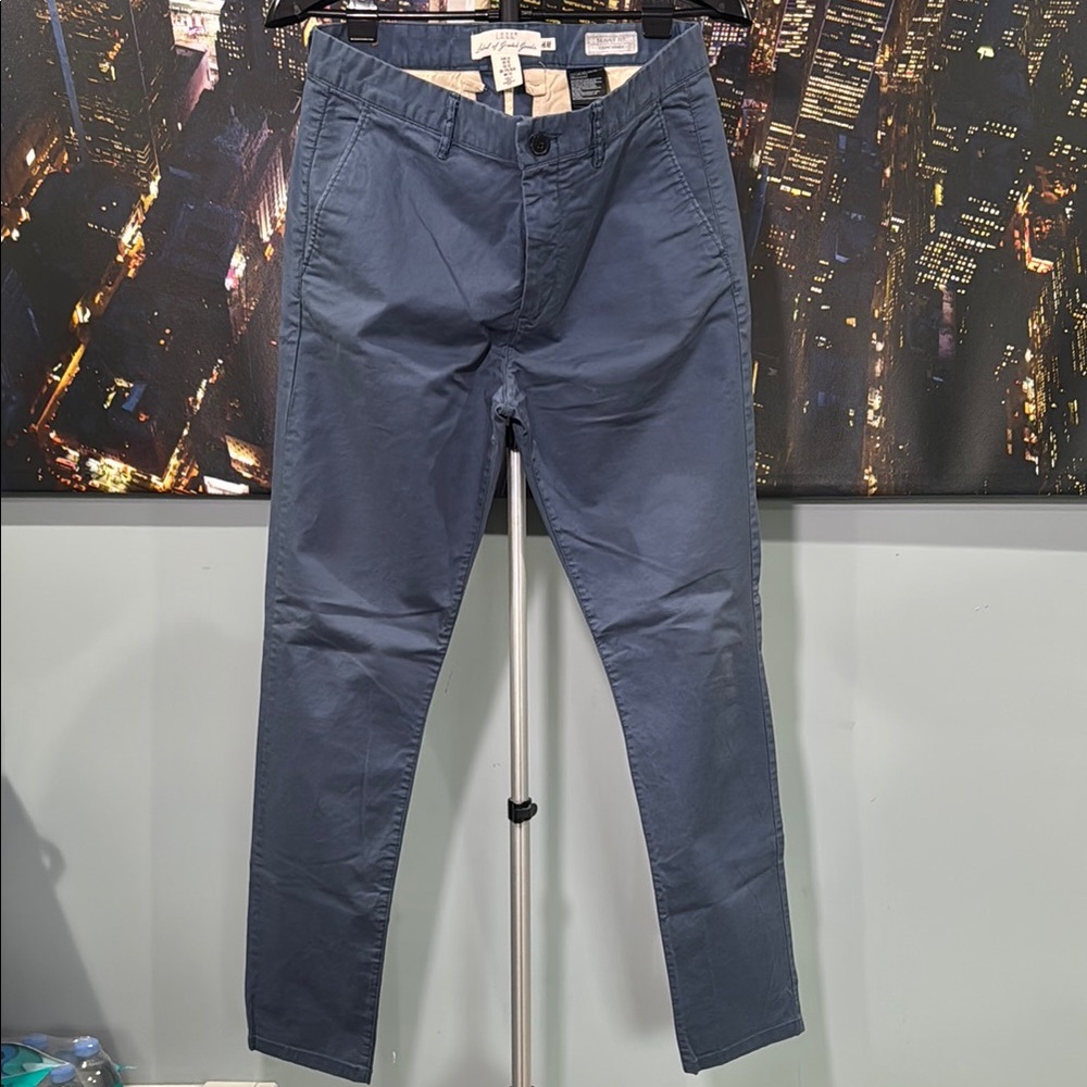 Men's Navy Blue Cotton Chinos - Unbranded